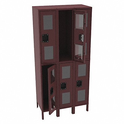 TENNSCO CDL1218363WINE Wardrobe Locker Clearview 3 Wide 2 Tier Wine