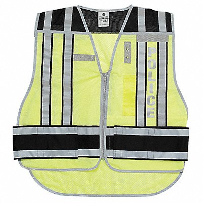 GRAINGER 4001BZMXL E7855 Safety Vest Hi Vis Green Police M/XL