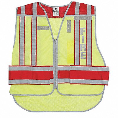 GRAINGER 4003BV2X4X Safety Vest Hi Vis Green Fire 2XL