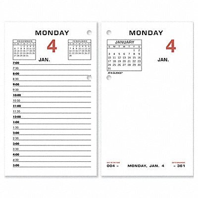 AT-A-GLANCE AAGE01750 Desk Calendar Refill Daily 3-1/2x6 White