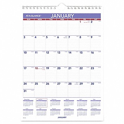 AT-A-GLANCE AAGPM128 Wall Calendar Monthly 8 x 11 In