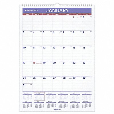AT-A-GLANCE AAGPMLM0228 Laminated Wall Calendar 12x17 In.