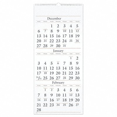 AT-A-GLANCE AAGSW11528 3-Month Ref. Wall Calendar 12-1/4x27 In.