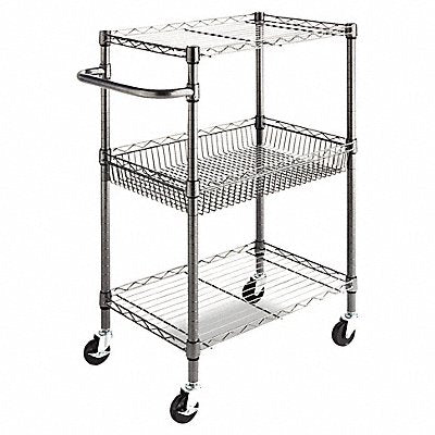 ALERA ALESW342416BA Three Tier Wire Rolling Cart 28x16x39