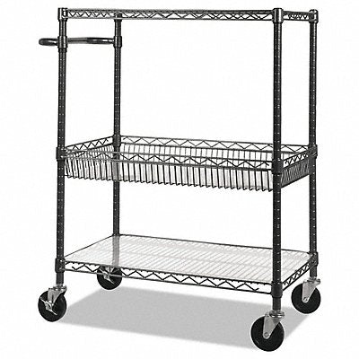 ALERA ALESW543018BA Three Tier Wire Rolling Cart 34x18x40