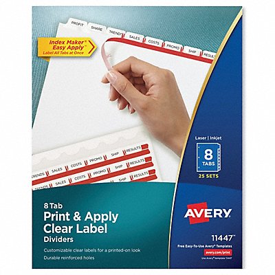 AVERY 11447 Label Dividers 8 Tab PK25