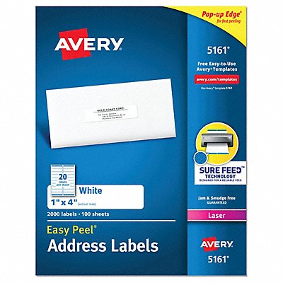 AVERY AVE5161 Laser Label 1 H 4 W PK100