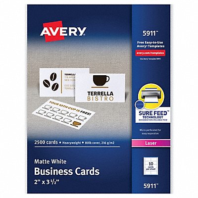 AVERY 5911 Laser Business Cards 2x3.5 PK2500