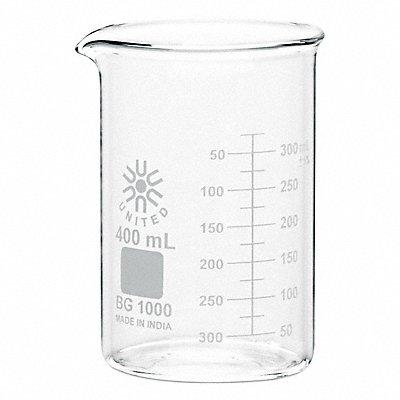 GRAINGER BG1000400 Beaker 400 mL 0 PK12