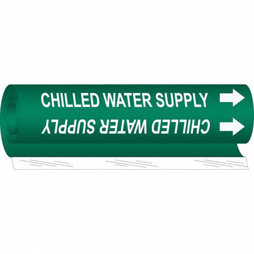 BRADY 5648O Pipe Marker Chilld Water Spply 5in H 8in W