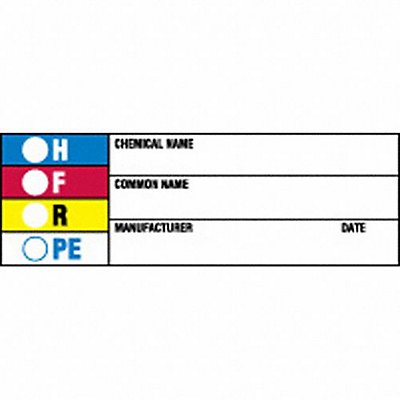 BRADY 60326 Chemical Label 1 H 3 W PK720