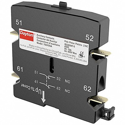 DAYTON 783Y05 Auxiliary Contact 0NO/2NC 10 A