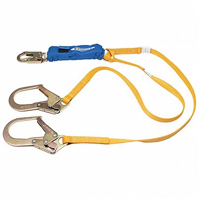 WERNER C411200 Decoil Twinleg Lanyard Dcell Shock 6ft