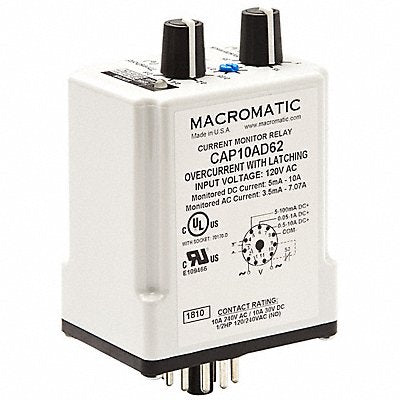 MACROMATIC CAP10AD62 Current Sensor Relay 10A 120VAC 11Pins