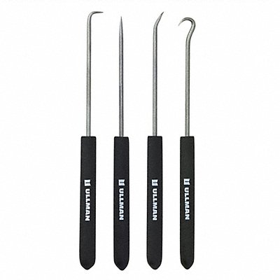 ULLMAN CHP4 Hook/Pick Set Steel Knurled 6 7/8 L PK4