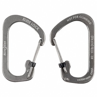NITE IZE CSL211R6 Locking Carabiner Clip Silver 1-3/32 in.