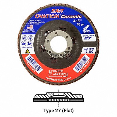 UNITED ABRASIVES-SAIT 78321 Flap Disc 40 Grit 5/8-11 in Ovation