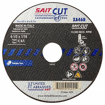 UNITED ABRASIVES-SAIT 24252 Cut Off Wheel 7/8 Connect. XA46R