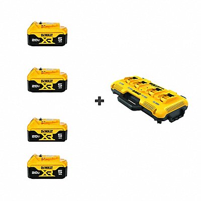 DEWALT 4DCB2051DCB104 Batteries 20V Max 5.0 Ah + Charger PK4