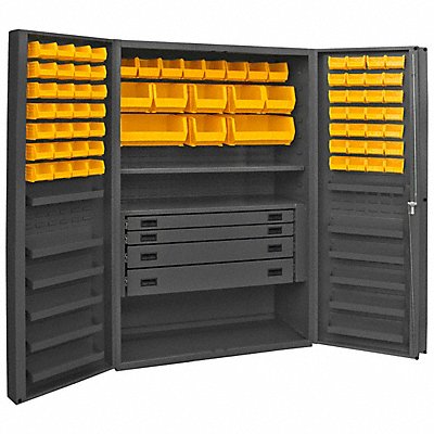 DURHAM MFG DCBDLP724RDR95 Bin Cabinet Grey 72 x48 x24 72YllwBns