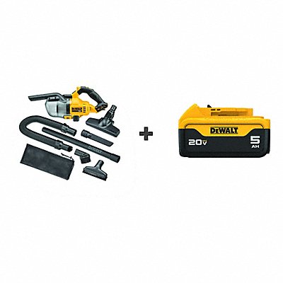 DEWALT DCV501HBDCB205 Handheld Vacuum HEPA Filter 5 Ah 3.3lb