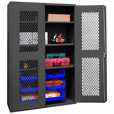 DURHAM MFG EMDC4824726B3S5295 K4951 Bin Cabinet 72 x48 x24 Grey 6BlueBns