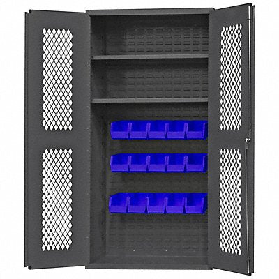 DURHAM MFG EMDC36182S15B5295 K4948 Bin Cabinet 72 x36 x18 Grey 15BlueBns