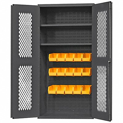 DURHAM MFG EMDC36182S15B95 K4948 Bin Cabinet 72 x36 x18 Grey 15YellowBns