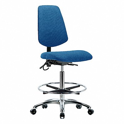 GRAINGER BRESDFHBCHMBCRT1A0CFECESDBLU Fabric ESD Chair High Bench Height Tilt FR Cstrs Blu