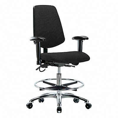 GRAINGER BRESDFMBCHMBCRT0A1CFECESDBLK Fabric ESD Chair Medium Bench Height AA FR Cstrs Blk