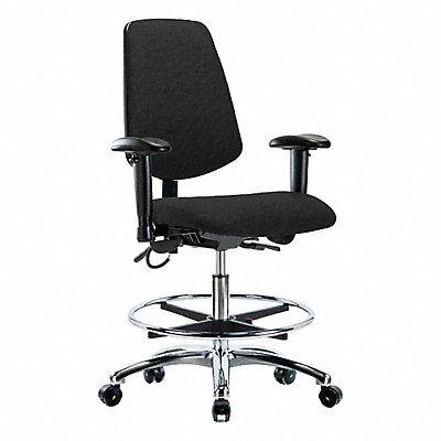 GRAINGER BRESDFMBCHMBCRT1A1CFECESDBLK Fabric ESD Chair Medium Bench Height T AA FR Cstrs Blk