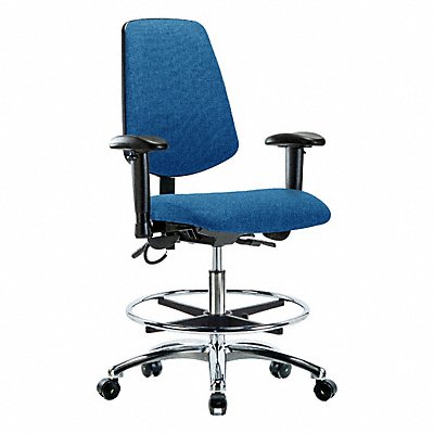 GRAINGER BRESDFMBCHMBCRT0A1CFECESDBLU Fabric ESD Chair Medium Bench Height AA FR Cstrs Blue