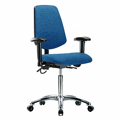 GRAINGER BRESDFMBCHMBCRT1A1NFECESDBLU Fabric ESD Chair Medium Bench Height T AA Cstrs Blu