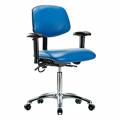 GRAINGER BRESDVMBCHCRT0A1NFECESDBLU Vinyl ESD Chair Med Arms Cstrs Blue