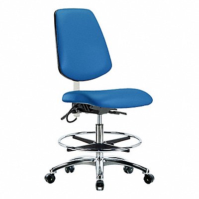 GRAINGER BRESDVMBCHMBCRT0A0CFECESDBLU Vinyl ESD Chair Medium Bench Height FR Cstrs Blue
