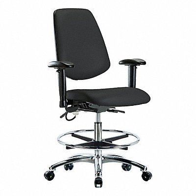 GRAINGER BRESDVMBCHMBCRT1A1CFECESDBLK Vinyl ESD Chair Medium Bench Height T AA FR Cstrs Blk