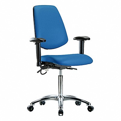 GRAINGER BRESDVMBCHMBCRT0A1NFECESDBLU Vinyl ESD Chair Medium Bench Height AA Cstrs Blue