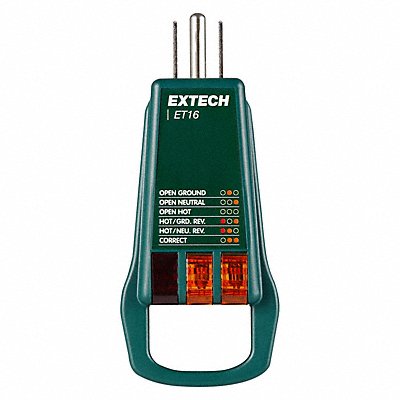 EXTECH ET16 Receptacle Tester 5-15P NEMA Plug