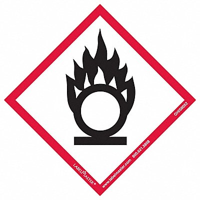 LABELMASTER GHIS0052 GHS Flame Over Circle Label 4 H 4 W PK50