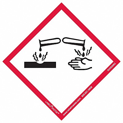 LABELMASTER GHIS0063 GHS Corrosion Label 4 H 4 W PK100