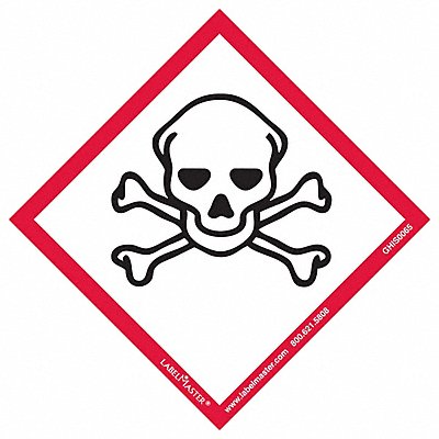 LABELMASTER GHIS0065 GHS Skull and Crossbones Labl 4 W PK100