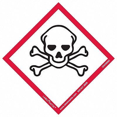 LABELMASTER GHIS0092 GHS Skull and Crossbones Label 4 W PK50