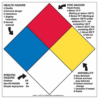 LABELMASTER HL98R NFPA Diamond Sign 10-3/4inx10-3/4in