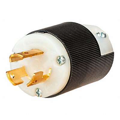 HUBBELL WIRING DEVICE-KELLEMS HBL4770CST Locking Plug Black/White 15 A 277V Nylon