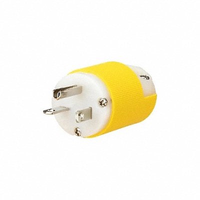 HUBBELL WIRING DEVICE-KELLEMS HBL53CM66CST Straight Blade Plug White/Yellow 20 A