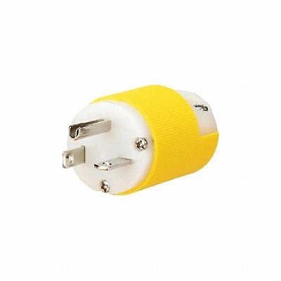 HUBBELL WIRING DEVICE-KELLEMS HBL54CM66CST Straight Blade Plug White/Yellow 20 A