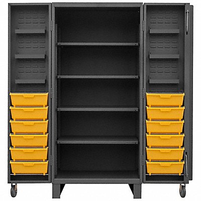 DURHAM MFG HDC36DC12TB4S95 Bin Cabinet 78 x36 x36 Grey 12YellowBns