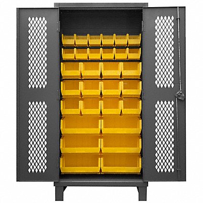 DURHAM MFG HDCV3630B95 K4945 Bin Cabinet 78 x36 x24 Grey 30YellowBns