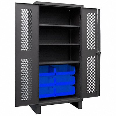 DURHAM MFG HDCV366B3S5295 K4952 Bin Cabinet 78 x36 x24 Grey 6BlueBns