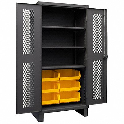 DURHAM MFG HDCV366B3S95 K4952 Bin Cabinet 78 x48 x24 Grey 6YellowBns